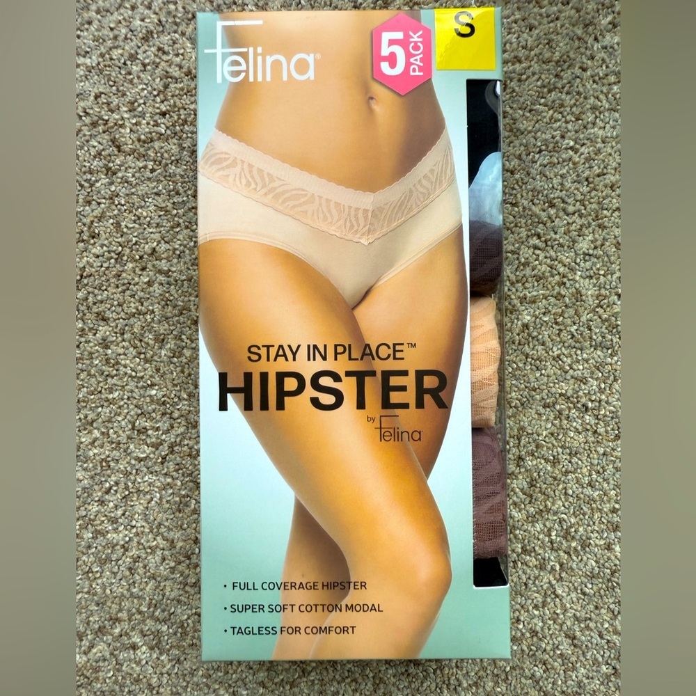 Felina Beige Hipster Panties 5-Pack Size Small